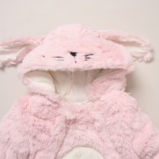 G11490: Baby Faux Fur Cotton Lined Bunny Pramsuit With Mitts (NB-6 Months)